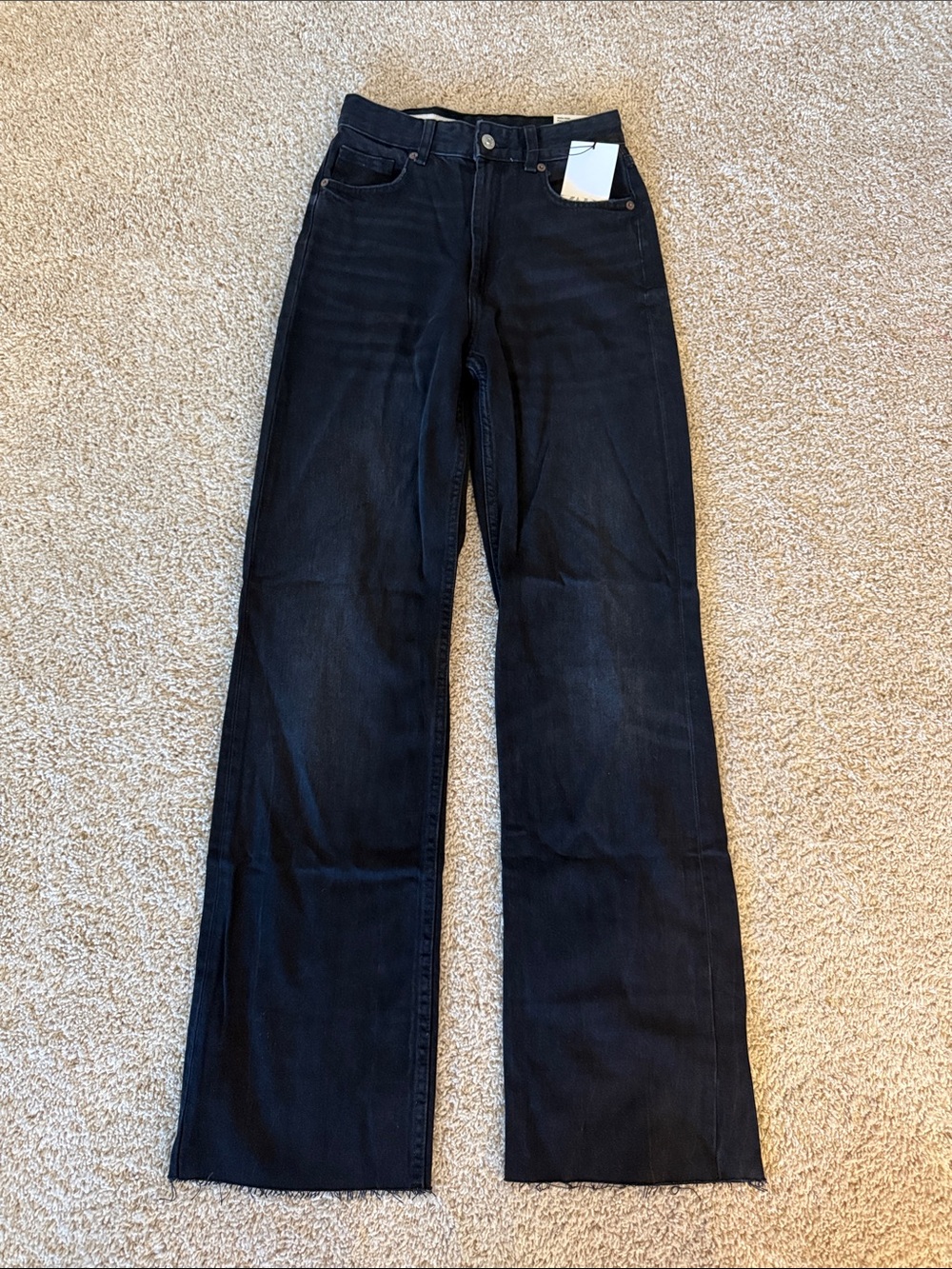 Zara Dark Black High-Rise Wide Leg Jeans (NWT)